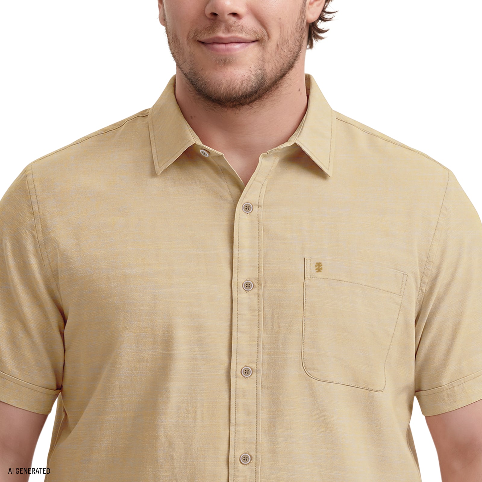 BIG & TALL LUXURY SHORT SLEEVE BUTTON DOWN SHIRT - OAK BUFF – IZOD