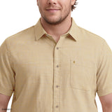 BIG & TALL LUXURY SHORT SLEEVE BUTTON DOWN SHIRT - OAK BUFF