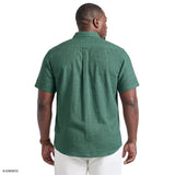 BIG & TALL LUXURY SHORT SLEEVE BUTTON DOWN SHIRT - SYCAMORE