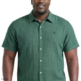 BIG & TALL LUXURY SHORT SLEEVE BUTTON DOWN SHIRT - SYCAMORE