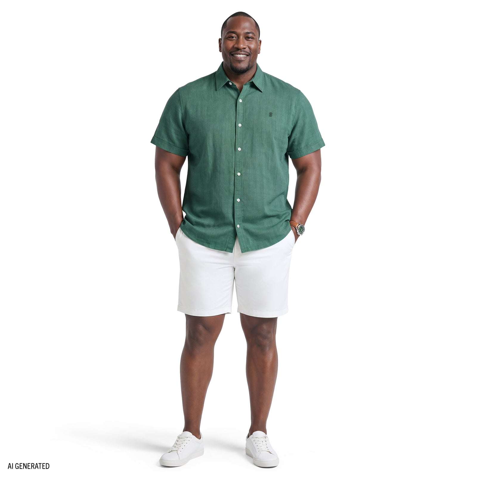 BIG & TALL LUXURY SHORT SLEEVE BUTTON DOWN SHIRT - SYCAMORE – IZOD