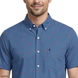 BREEZE SHORT SLEEVE PRINTED BUTTON DOWN SHIRT - TRUE NAVY