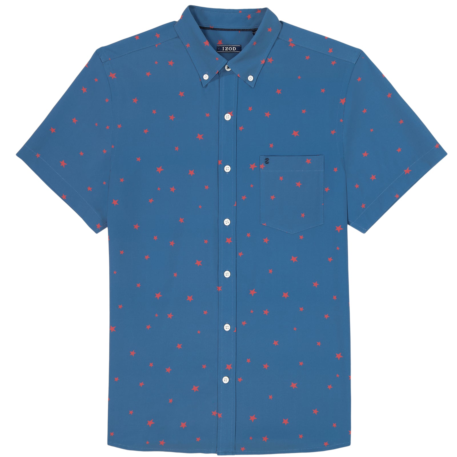 BREEZE SHORT SLEEVE PRINTED BUTTON DOWN SHIRT - TRUE NAVY – IZOD