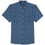 BREEZE SHORT SLEEVE PRINTED BUTTON DOWN SHIRT - MEDIEVAL BLUE