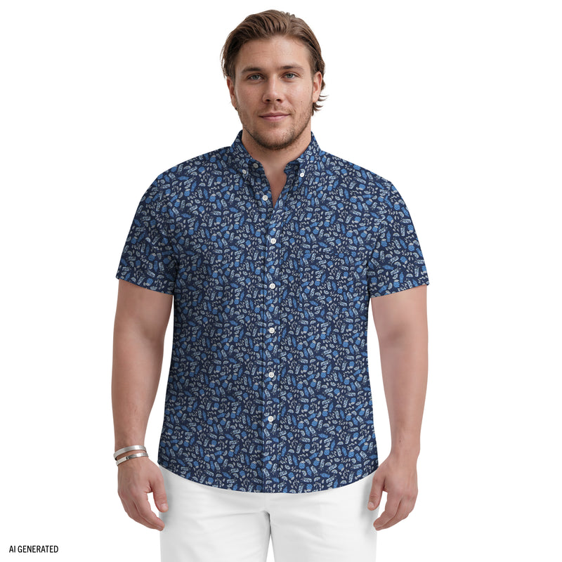 BIG & TALL BREEZE SHORT SLEEVE PRINTED BUTTON DOWN SHIRT