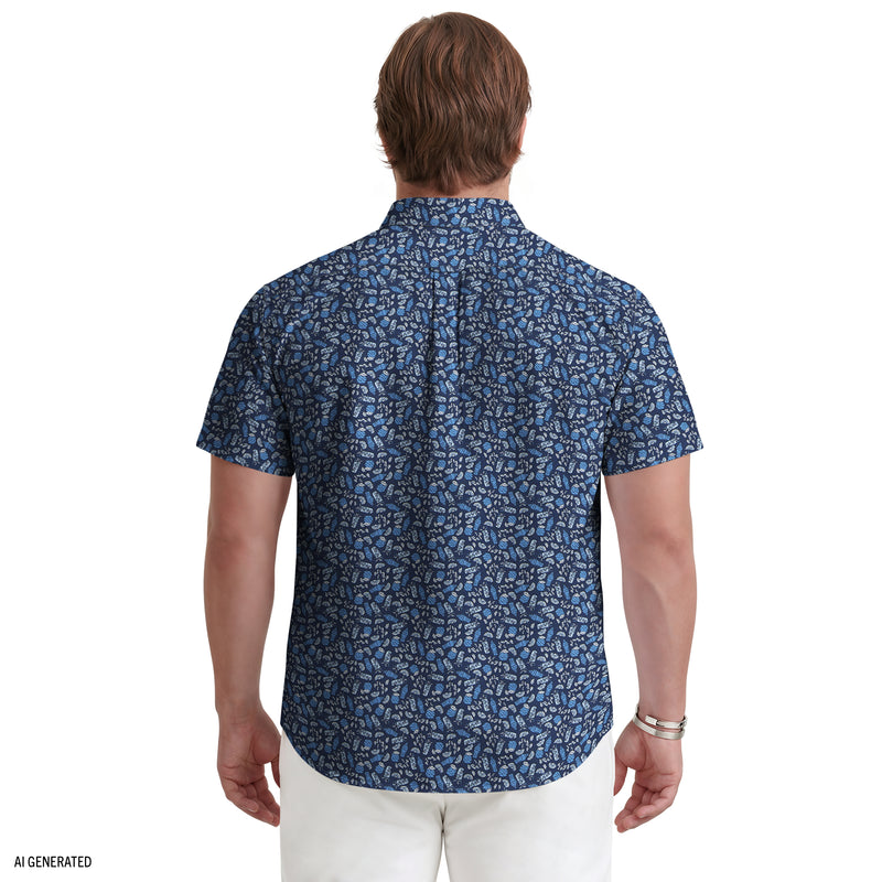 BIG & TALL BREEZE SHORT SLEEVE PRINTED BUTTON DOWN SHIRT
