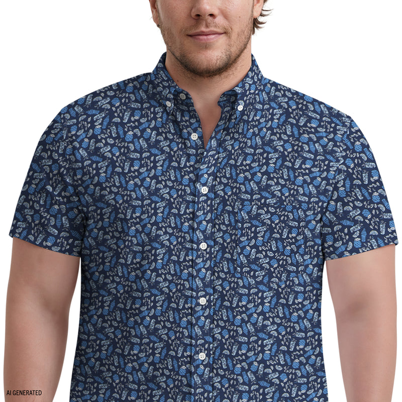 BIG & TALL BREEZE SHORT SLEEVE PRINTED BUTTON DOWN SHIRT