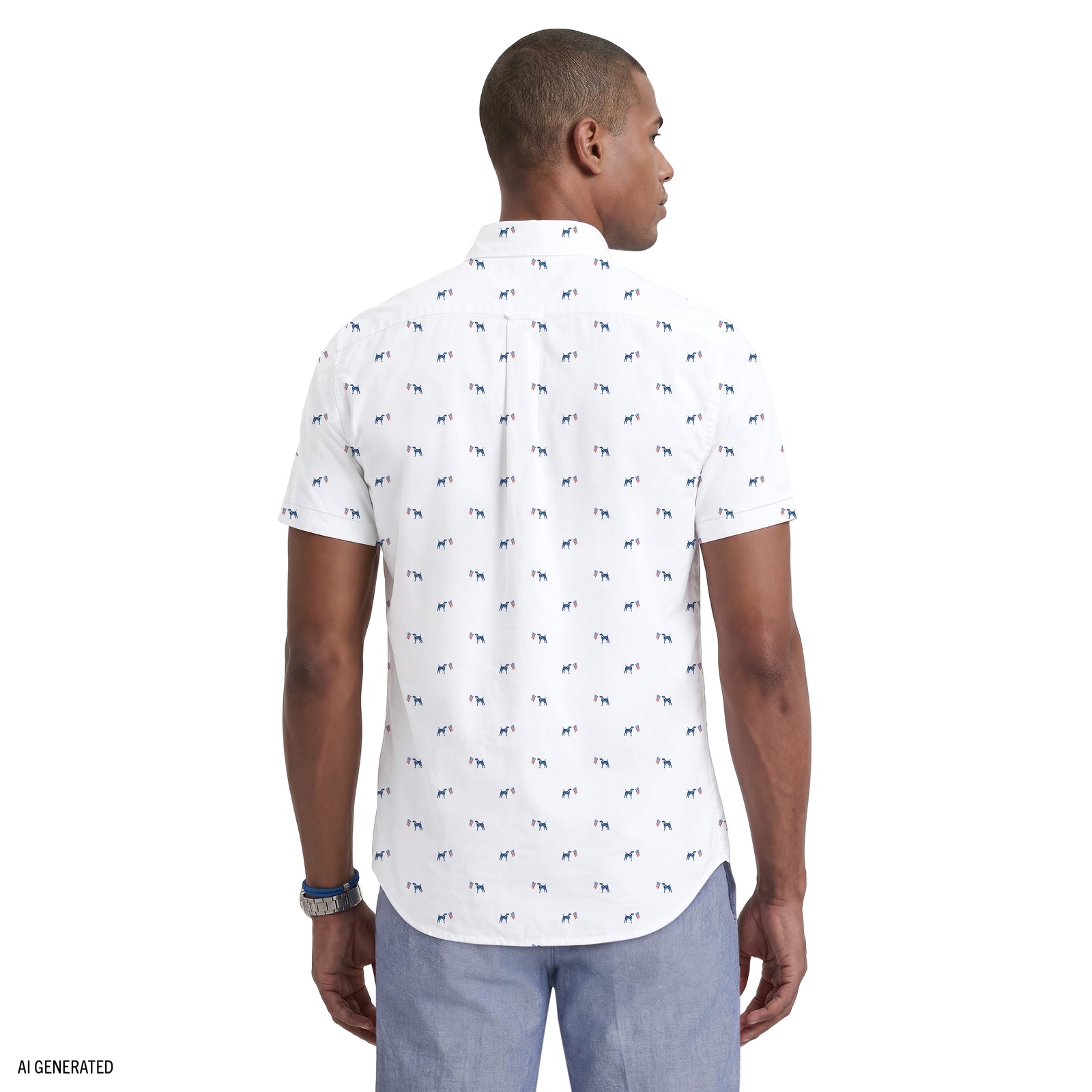 BREEZE SHORT SLEEVE PRINTED BUTTON DOWN SHIRT - BRIGHT WHITE – IZOD