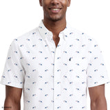BREEZE SHORT SLEEVE PRINTED BUTTON DOWN SHIRT - BRIGHT WHITE