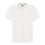 BREEZE SHORT SLEEVE PRINTED BUTTON DOWN SHIRT - BRIGHT WHITE