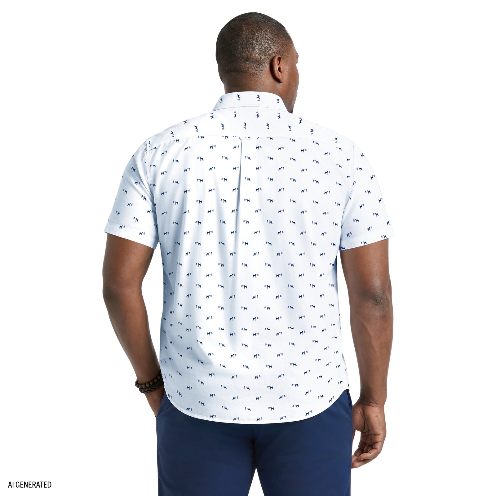 BIG & TALL BREEZE SHORT SLEEVE PRINTED BUTTON DOWN SHIRT - BRIGHT