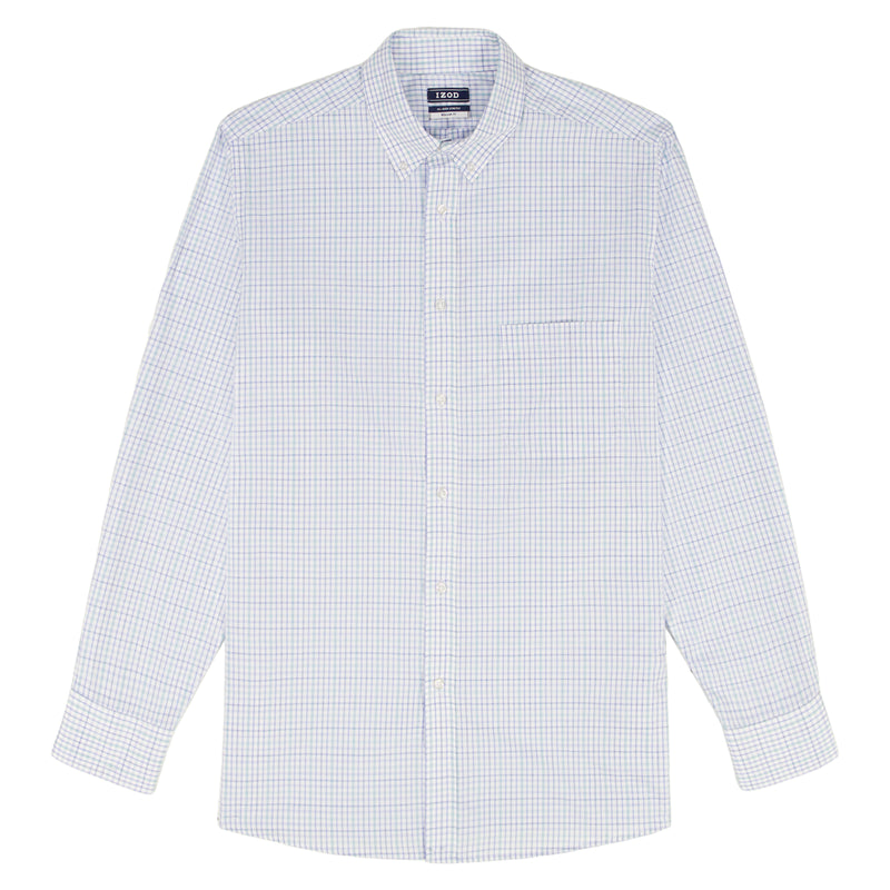 izod all over stretch dress shirt IZOD Men's All Over STRETCH Regular Fit Button Down Shirt, Blue, 17-17.5 32-33