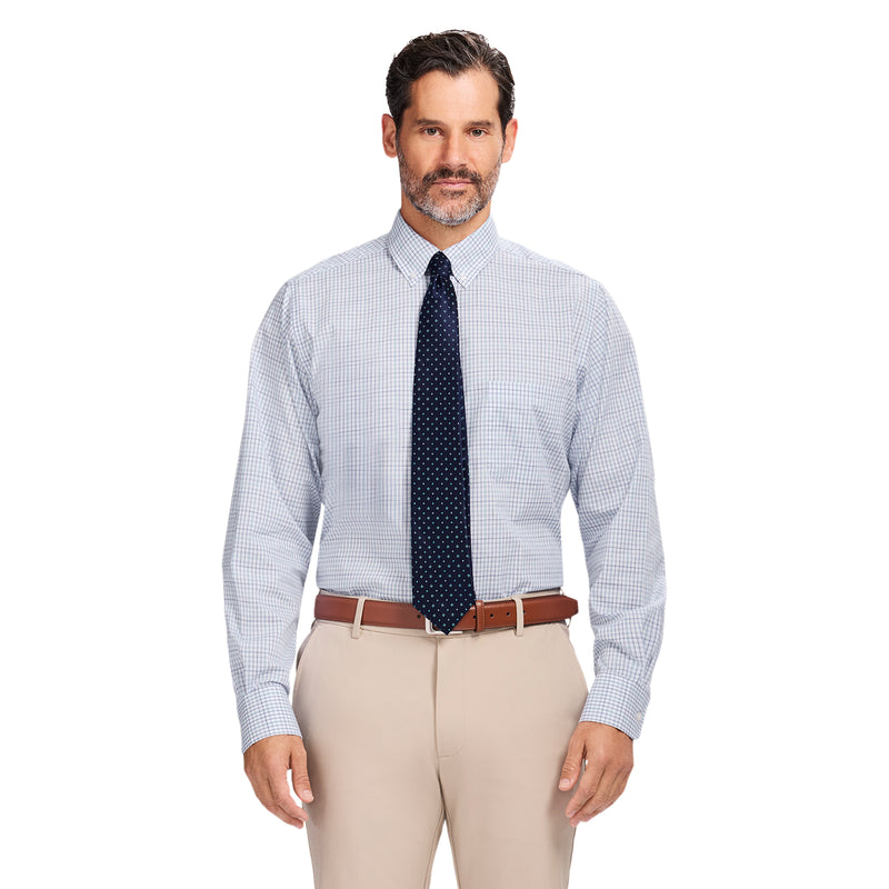 izod stretch dress shirts IZOD Men's All Over STRETCH Regular Fit Button Down Shirt, Blue, 17-17.5 32-33