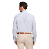 ALL-OVER STRETCH L/S PLAID DRESS SHIRT - PAGODA BLUE