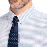 ALL-OVER STRETCH L/S PLAID DRESS SHIRT - PAGODA BLUE