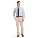 ALL-OVER STRETCH L/S PLAID DRESS SHIRT - PAGODA BLUE