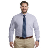 BIG & TALL ALL-OVER STRETCH L/S PLAID DRESS SHIRT - PAGODA BLUE