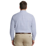 BIG & TALL ALL-OVER STRETCH L/S PLAID DRESS SHIRT - PAGODA BLUE