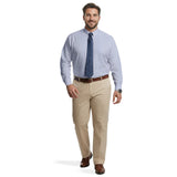 BIG & TALL ALL-OVER STRETCH L/S PLAID DRESS SHIRT - PAGODA BLUE