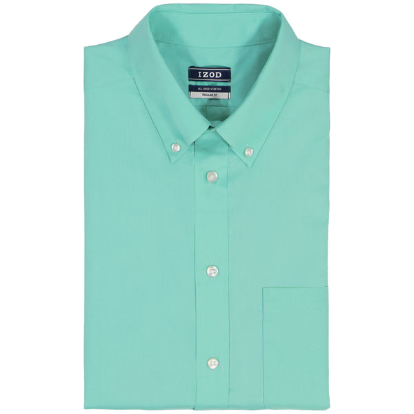 ALL-OVER STRETCH L/S BUTTON-DOWN DRESS SHIRT - BISCAY GREEN  IZOD