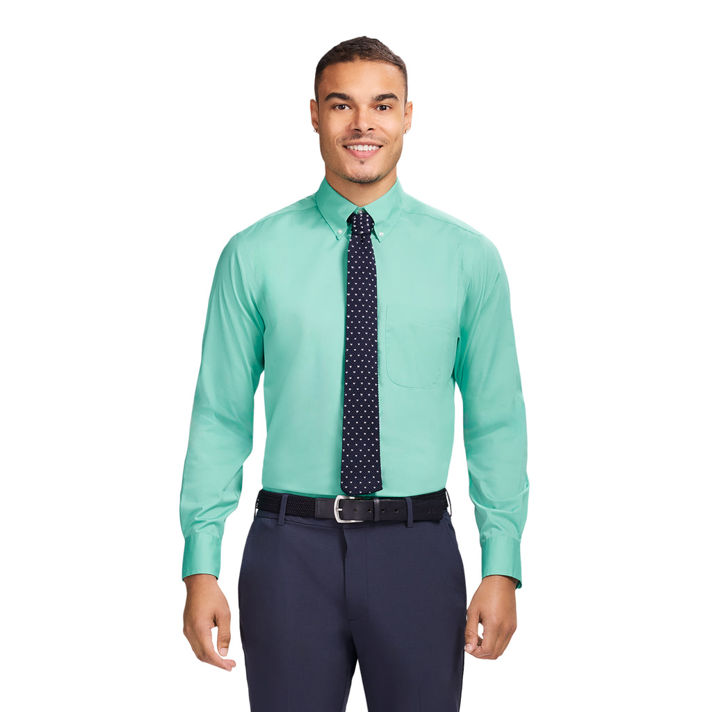 All-over Stretch L/S Button-down Dress Shirt - Izod Sportswear - BISCAY GREEN All-over Stretch L/S Button-down Dress Shirt - Izod Sportswear - BISCAY GREEN