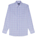 BIG & TALL ALL-OVER STRETCH L/S PLAID DRESS SHIRT - ULTRAMARINE