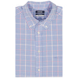 BIG & TALL ALL-OVER STRETCH L/S PLAID DRESS SHIRT - ULTRAMARINE
