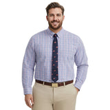 BIG & TALL ALL-OVER STRETCH L/S PLAID DRESS SHIRT - ULTRAMARINE