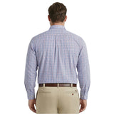 BIG & TALL ALL-OVER STRETCH L/S PLAID DRESS SHIRT - ULTRAMARINE