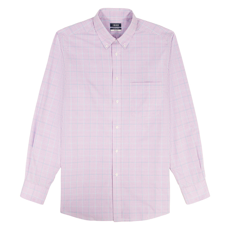 Izod Men's All Over Stretch Regular Fit Button Down Shirt, Lilac, 15 - 15.5 34/35, Plaid Pattern Izod Men's All Over Stretch Regular Fit Button Down Shirt, Lilac, 15 - 15.5 34/35, Plaid Pattern