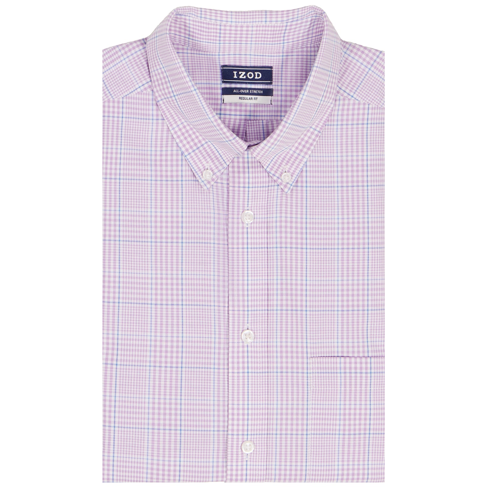 Izod Men's All Over Stretch Regular Fit Button Down Shirt, Lilac, 15