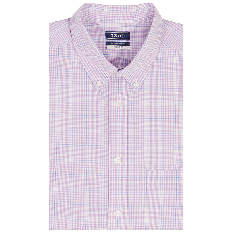 izod dress shirts Izod Men's All Over Stretch Regular Fit Button Down Shirt, Lilac, 15