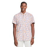 DOCKSIDE CHAMBRAY S/S PRINTED SHIRT - PEACH COBBLER