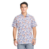 DOCKSIDE CHAMBRAY S/S PRINTED SHIRT - BRIGHT WHITE