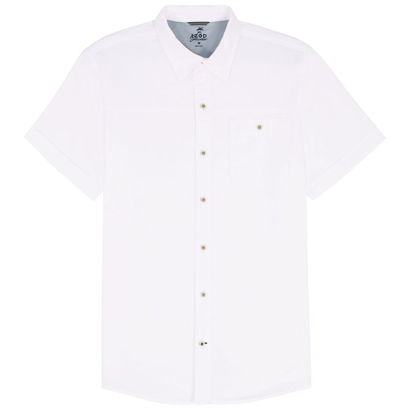 BIG & TALL DOCKSIDE CHAMBRAY S/S BUTTON-DOWN SHIRT - BRIGHT WHITE