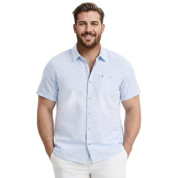 BIG & TALL DOCKSIDE CHAMBRAY S/S BUTTON-DOWN SHIRT - BLUE REVIVAL