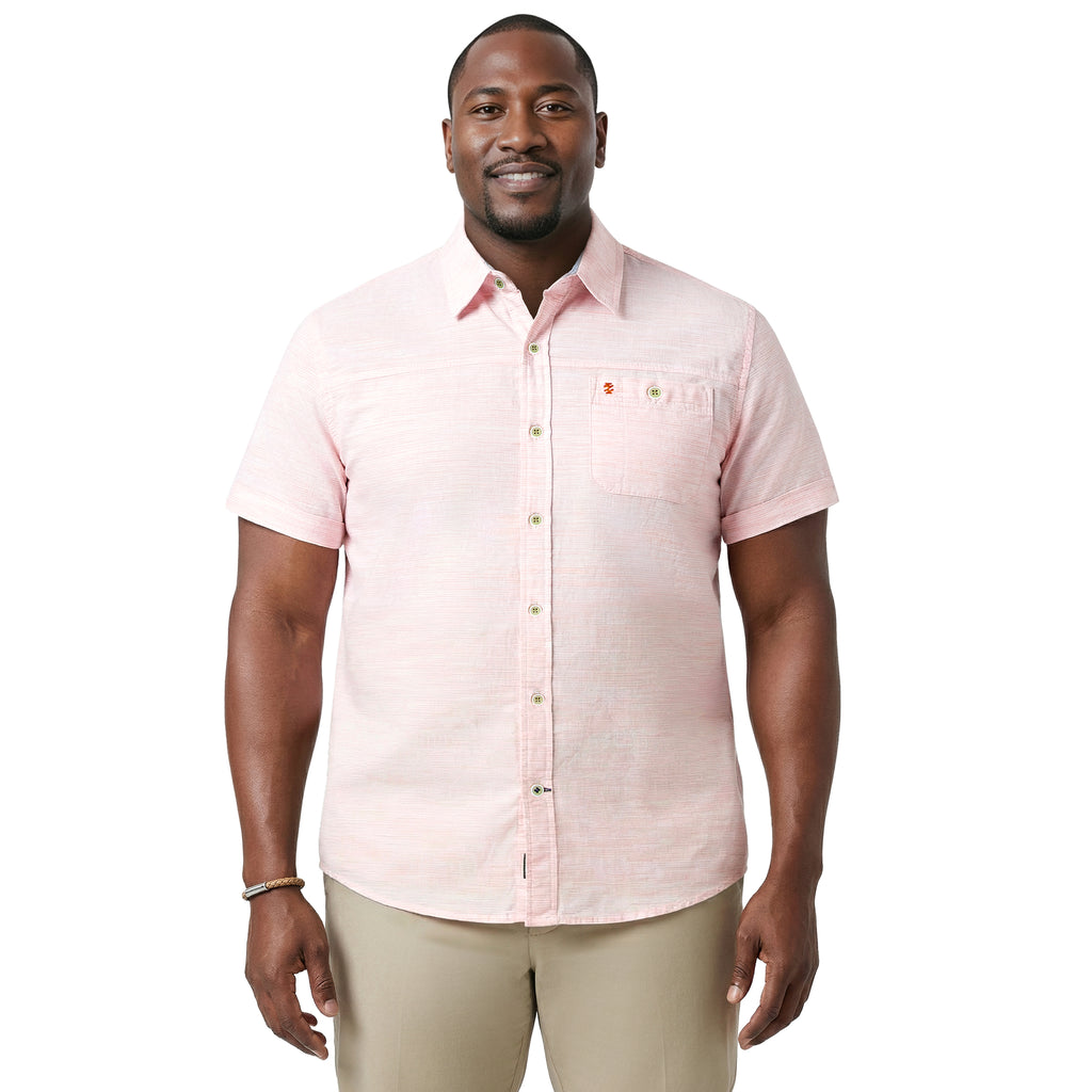 peach dress shirt BIG & TALL Dockside Chambray S/S Button-down Shirt - Izod Sportswear - PEACH COBBLER