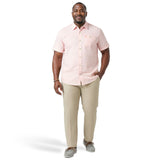 BIG & TALL DOCKSIDE CHAMBRAY S/S SHIRT - PEACH COBBLER