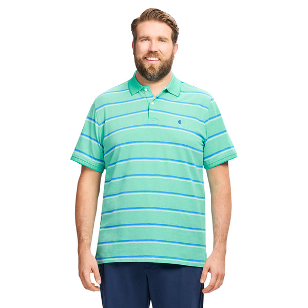 BIG & TALL ADVANTAGE PERFORMANCE STRIPED POLO - BILLIARD – IZOD