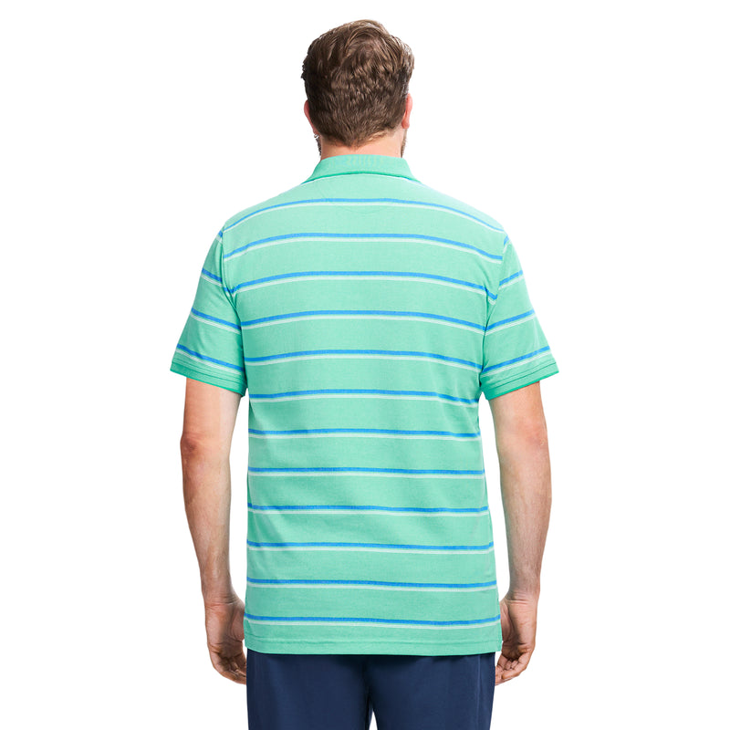 BIG & TALL ADVANTAGE PERFORMANCE STRIPED POLO - BILLIARD – IZOD
