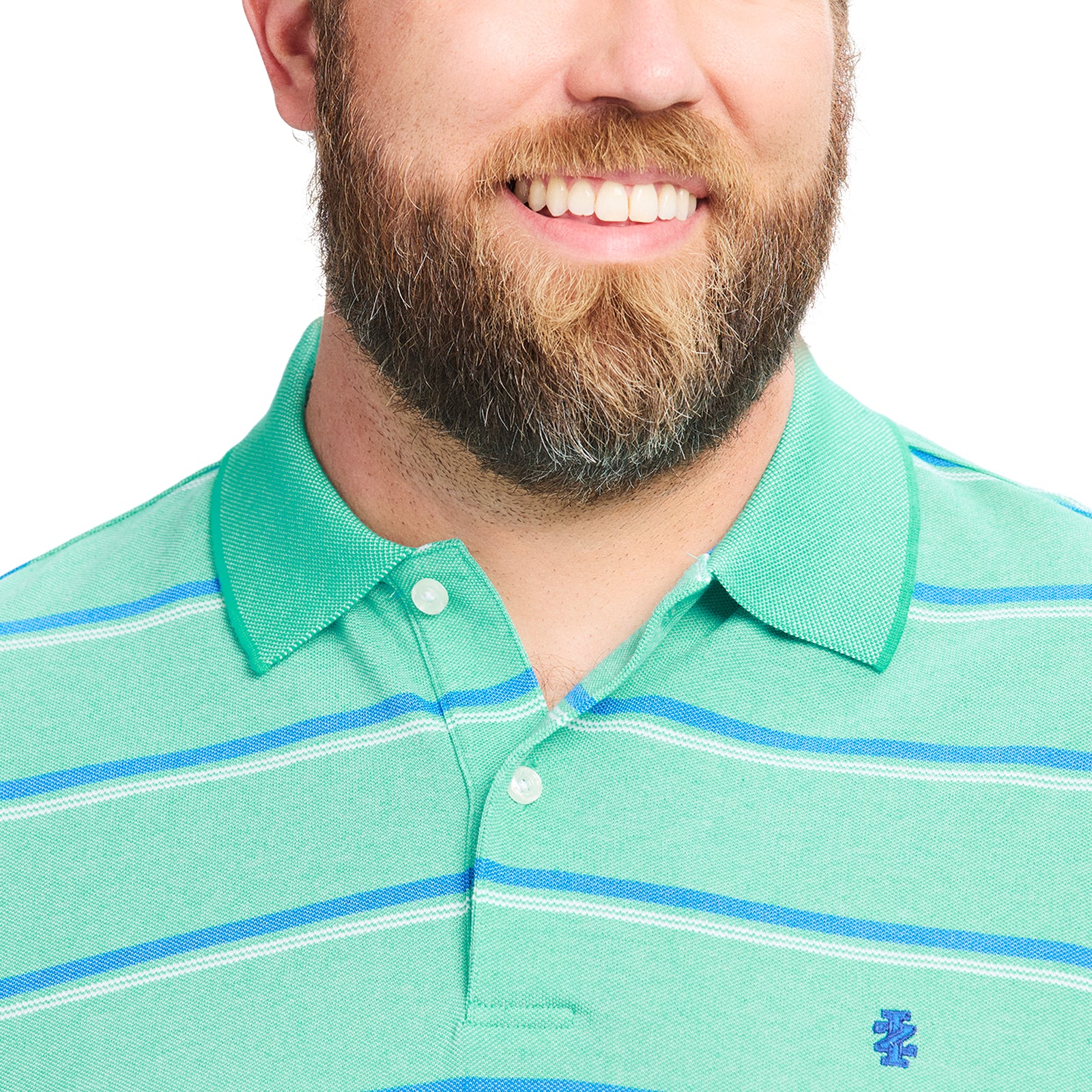BIG & TALL ADVANTAGE PERFORMANCE STRIPED POLO - BILLIARD – IZOD