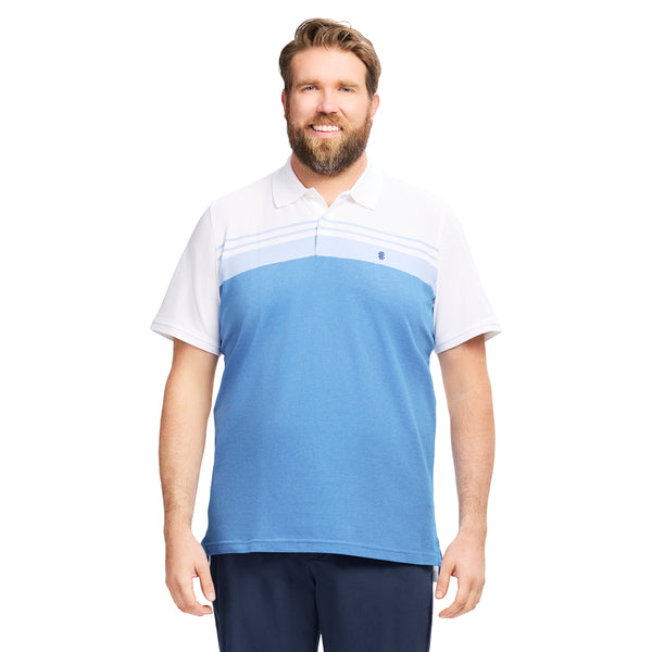 BIG & TALL ADVANTAGE PERFORMANCE STRIPED POLO - BRIGHT WHITE – IZOD