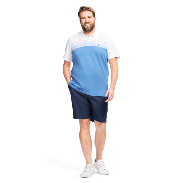 BIG & TALL ADVANTAGE PERFORMANCE STRIPED POLO - BRIGHT WHITE – IZOD