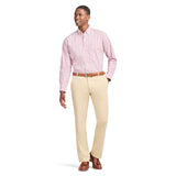 PERFORMANCE COMFORT L/S PLAID SHIRT - CORAL ROSE