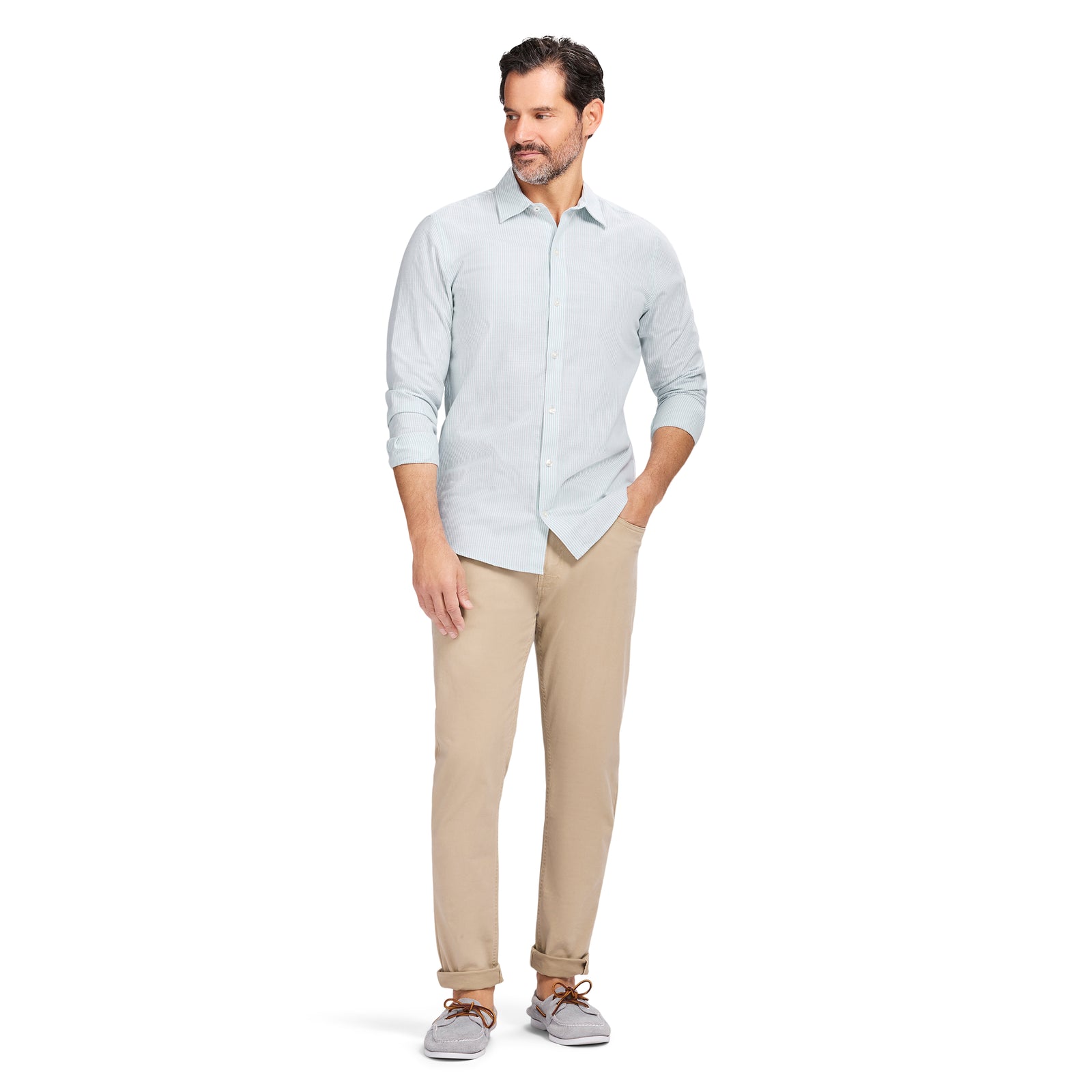 LUXURY SPORT L/S STRIPED SHIRT - WASABI – IZOD