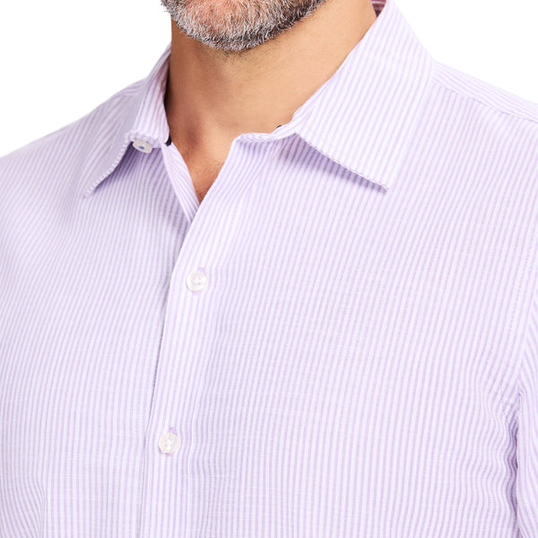 Luxury Sport L/S Striped Shirt - Izod Sportswear - PASTEL LILAC - XL