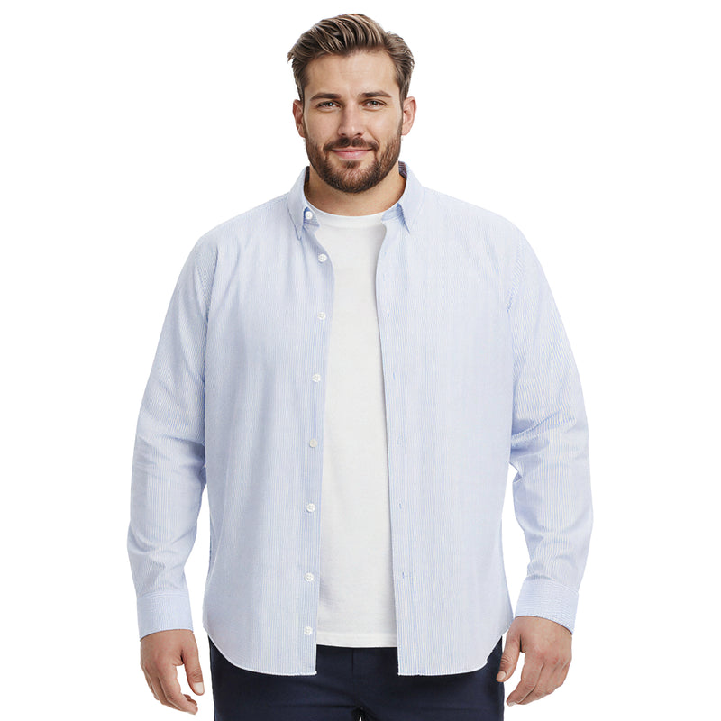 izod big and tall dress shirts & Luxury Sport L/S Striped Shirt - Sportswear - Placid Blue Markdown 60 Made in USA Emerald Comfortable Stretch Fabric – Size:S (In Stock)