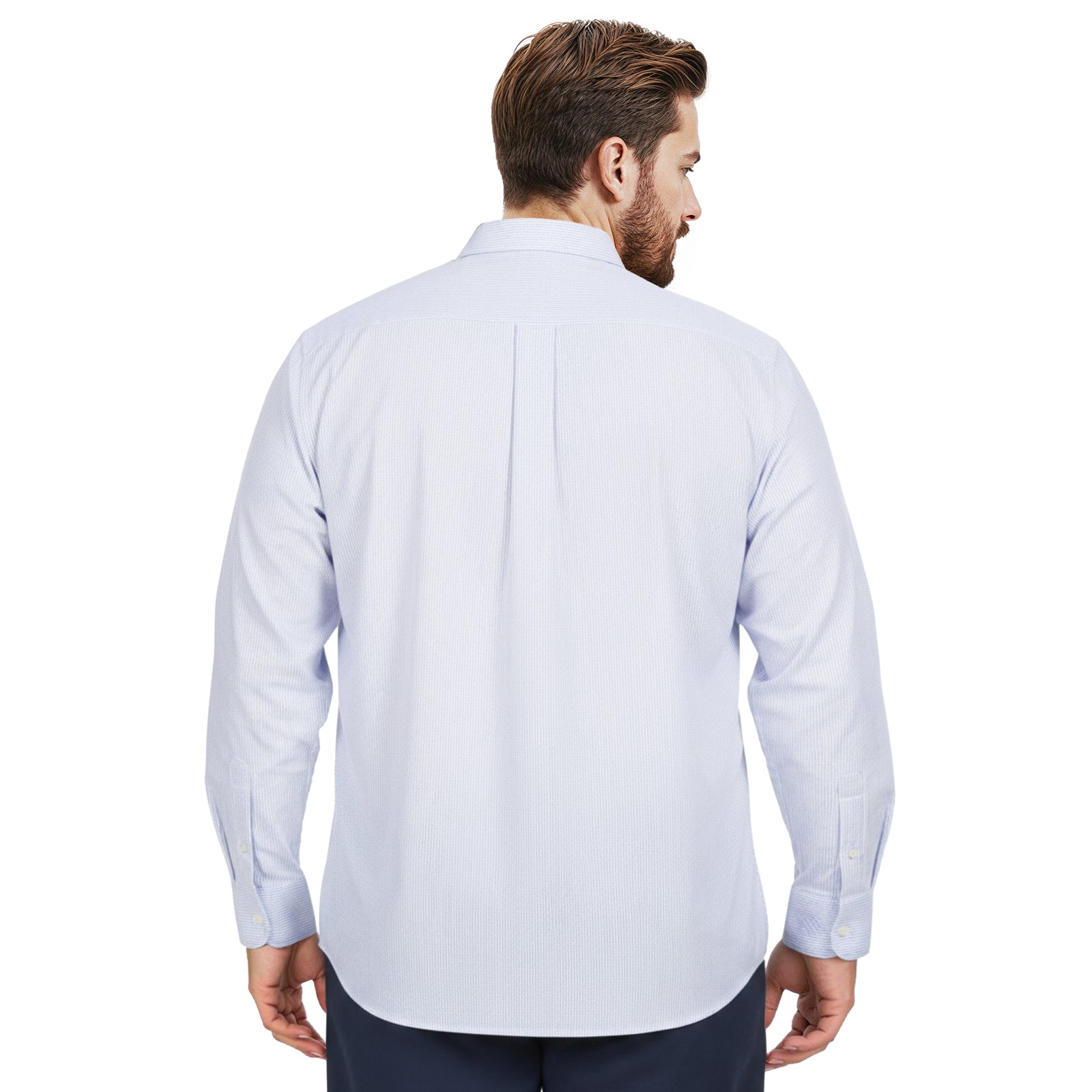 BIG & TALL LUXURY SPORT L/S STRIPED SHIRT - PLACID BLUE – IZOD