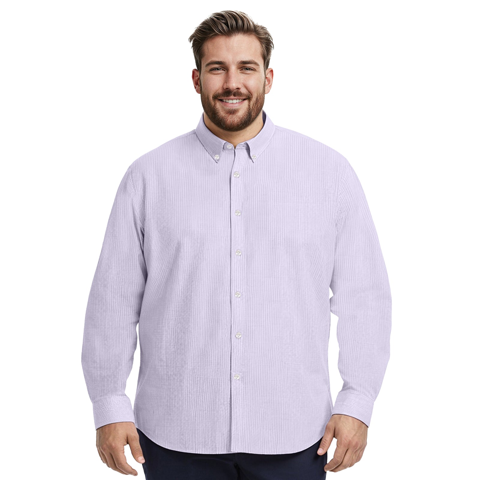 BIG & TALL LUXURY SPORT L/S STRIPED SHIRT - PASTEL LILAC – IZOD