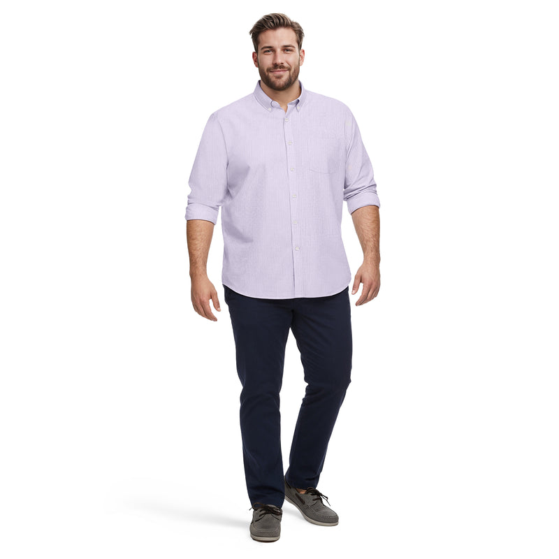 BIG & TALL LUXURY SPORT L/S STRIPED SHIRT - PASTEL LILAC – IZOD